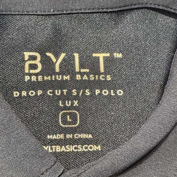 BYLT Mens Drop-Cut S/S Polo Lux Black L Premium Basics - Picture 2 of 6